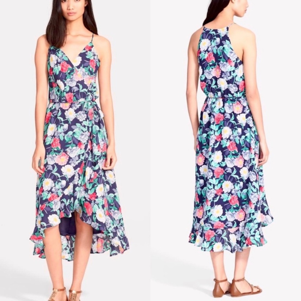 Joie Ruzena Floral Print Silk Wrap Dress Blue Size Medium